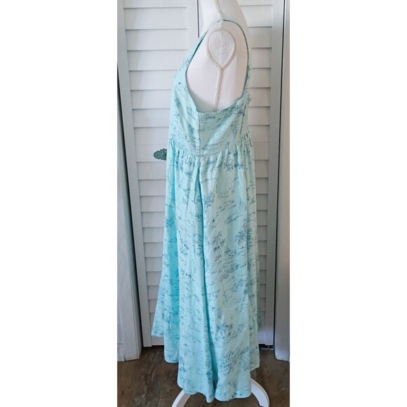 Lands' End Blue High Neck Halter Linen Midi Dress Sailboat Beach print L - Picture 7 of 10